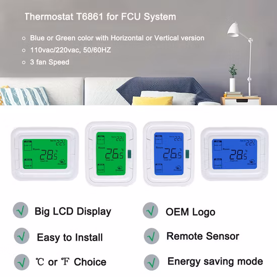 110 V 220 V Honeywell Digitaler Raumkühlungs-Temperaturregler Fan-Coil-Thermostat T6861 für zentrale Klimaanlage